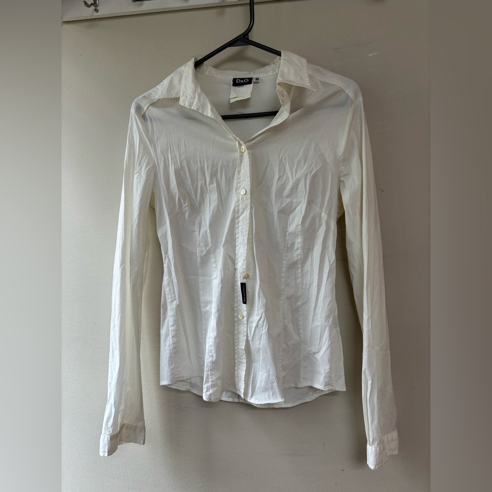 Dolce & Gabbana Cream Button-Up Shirt- 10